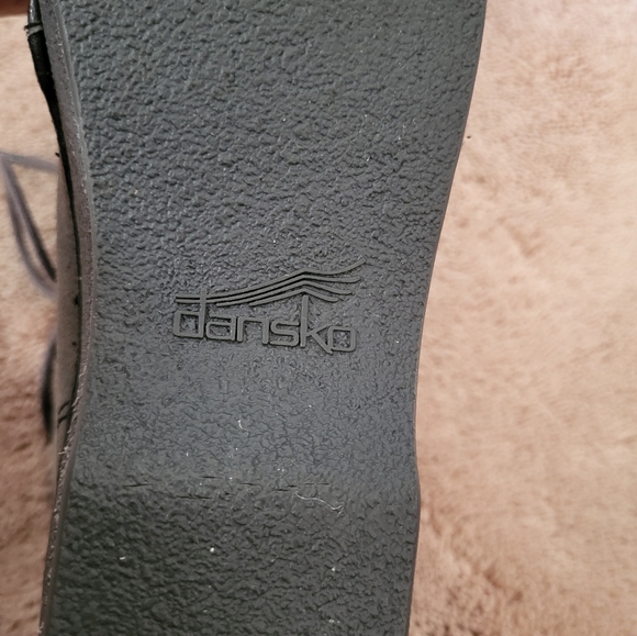 EUC Dansko Lace Up Suede Wedge Ankle Boots - size 38 - metallic blue/grey - Picture 6 of 8